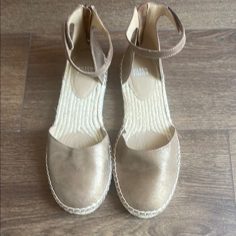 Eileen‎ Fisher Tan Espadrille Flats with Ankle Strap 9